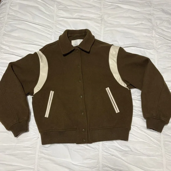 Oak And Fort Varsity Wool Blend Bomber - Picture 3 of 5